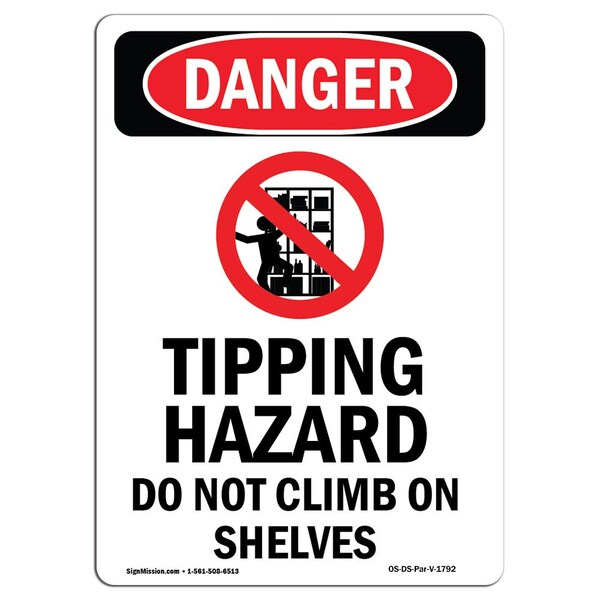 OSHA, Tipping Hazard Do, 5in X 3.5in, 10PK, 3.5" W, 5" L, Portrait, PK10, OS-DS-D-35-V-1792-10PK